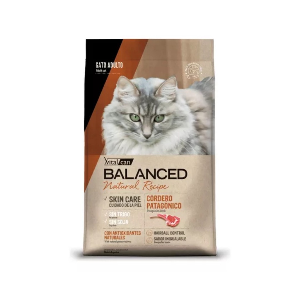 Vital Balanced Natural Recipe Cat Adult Cordero x 3kg