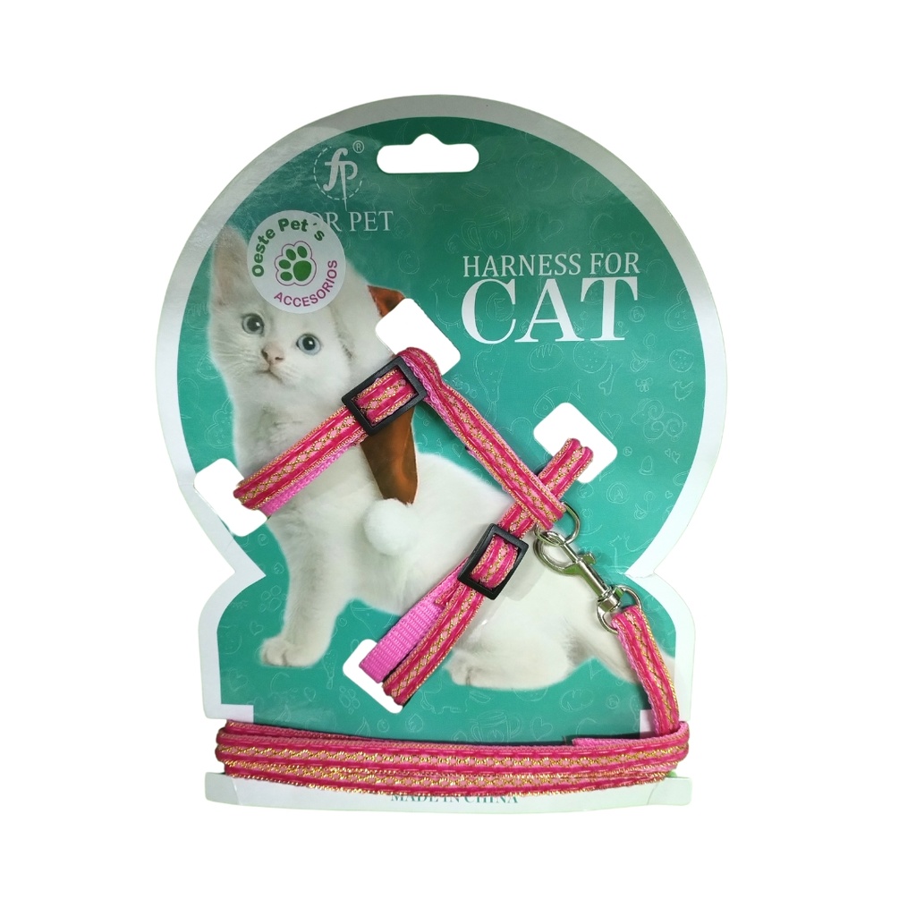 Conjunto arnés y correa gamuzado para gato