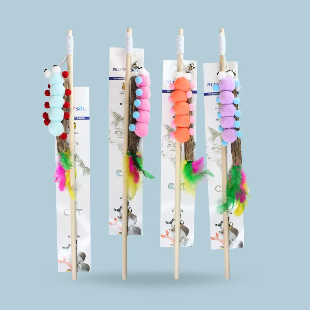 Cañita para gato gusano con cola