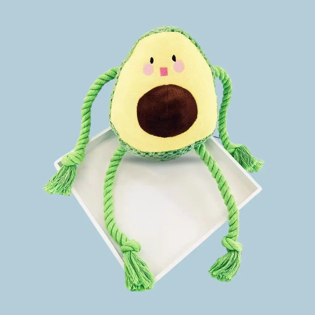 Juguete de peluche palta con sogas