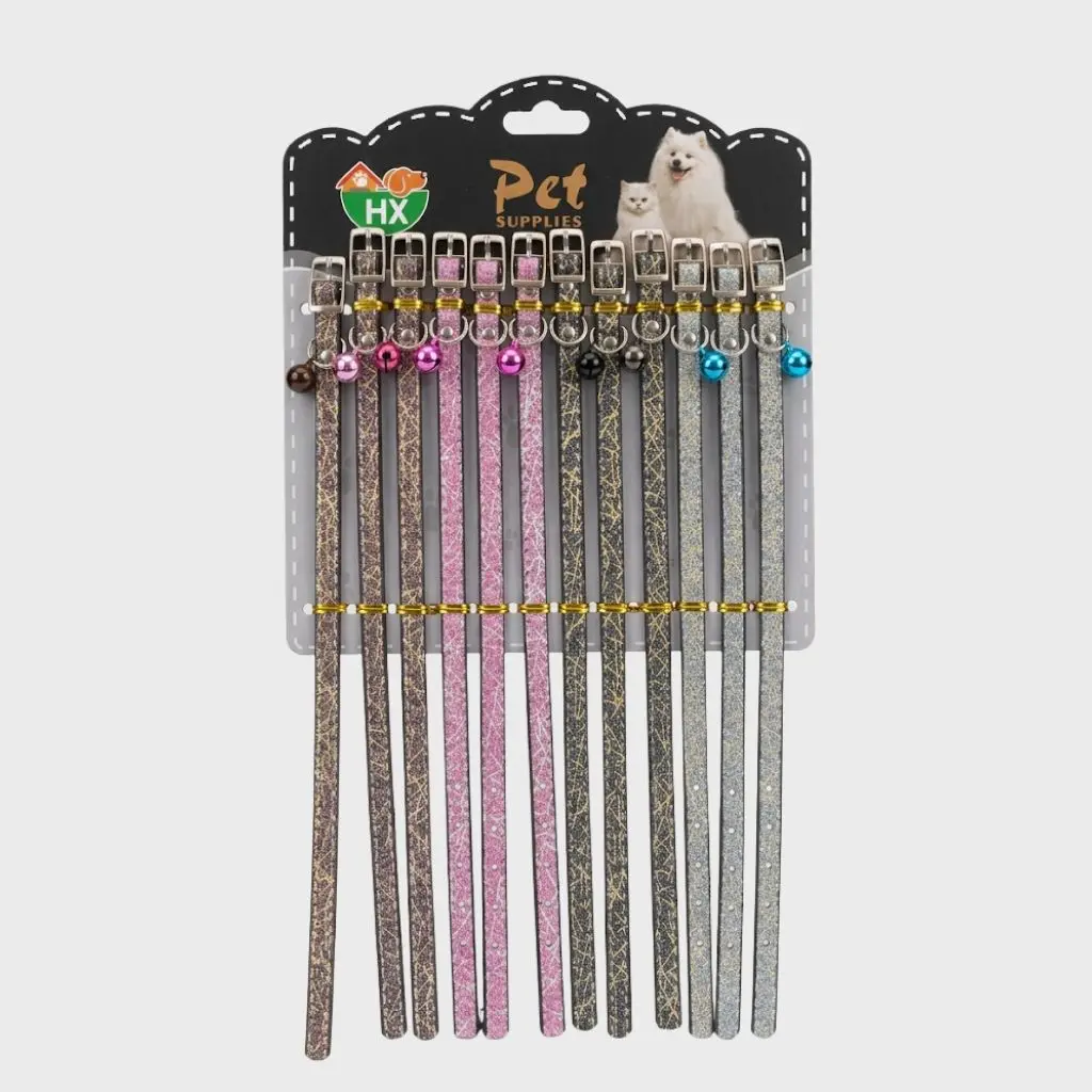 Collar para gato cuerina con rayas brillo