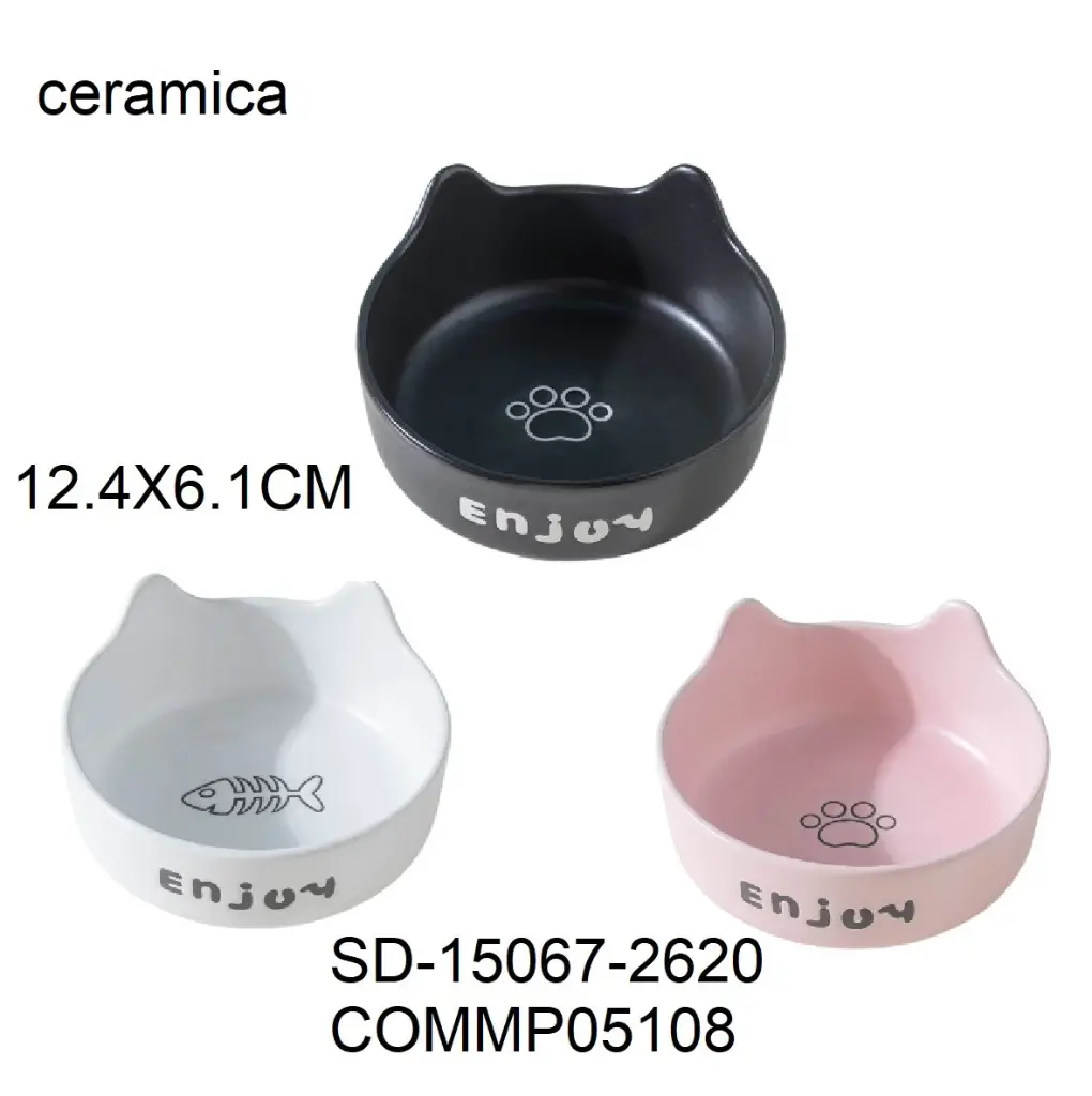 Comedero de cerámica forma de gato 12,4 x 6,1cm