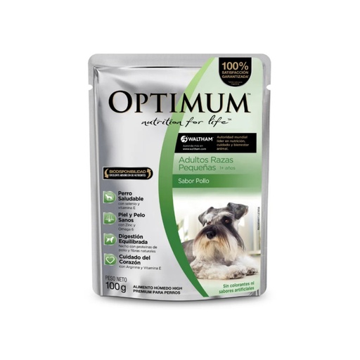 [OSPARP001] Pouch Optimum Adulto Razas Pequeñas Pollo x 100gr