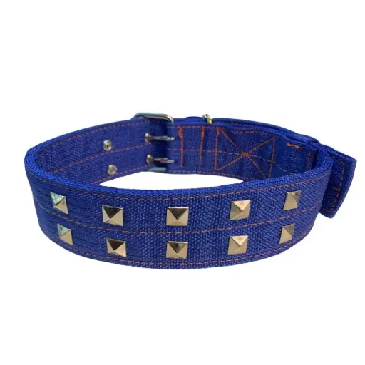 [8672181228096] Collar tela ancho con 10 tachas 5cm