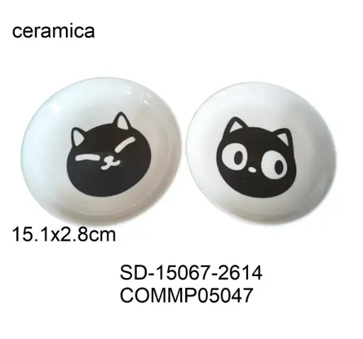 [6937260305047] Comedero de cerámica plato gatito 15,1 x 2,8cm